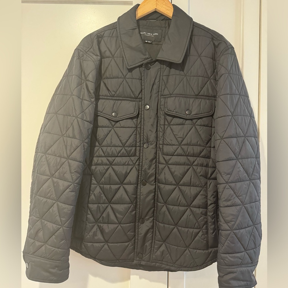 Marc New York Men ‘s Medford Quilted Shirt Jacket, Black. Size M